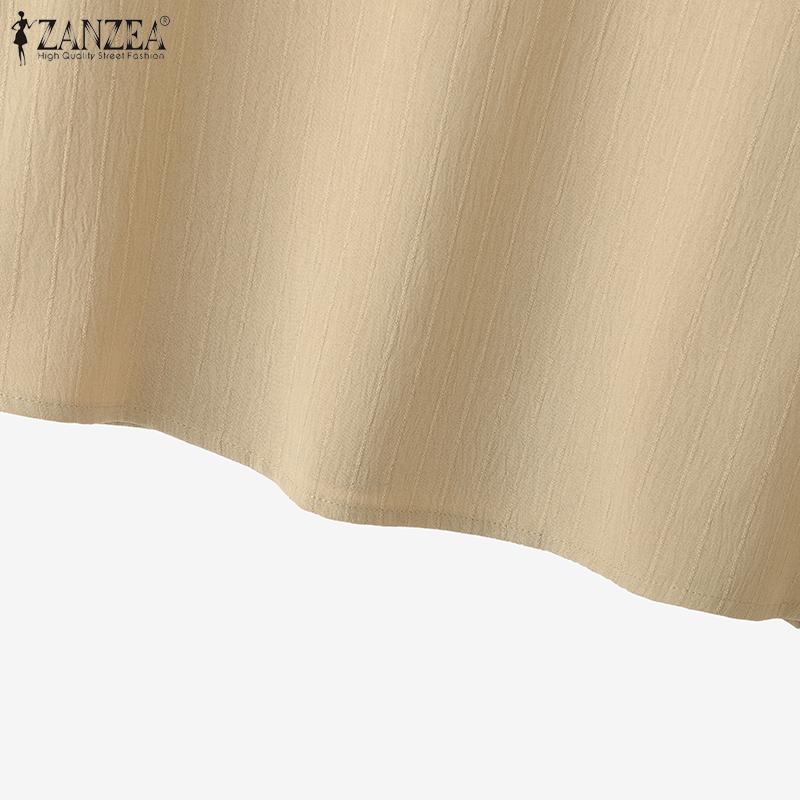 ZANZEA Women Casual V-Neck Loose 3/4 Sleeve Solid Blouse