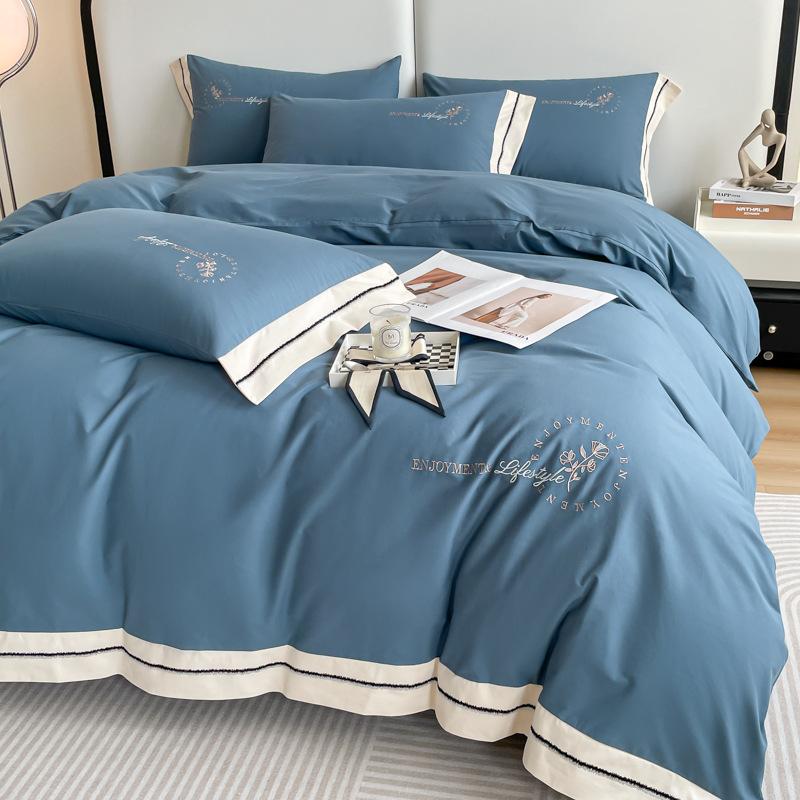 Cotton Polished 4Pcs Set, Autumn And Winter Thickened Quilt Cover, Pure Cotton Bed Sheet, Mattress Light Luxury Bedding 4