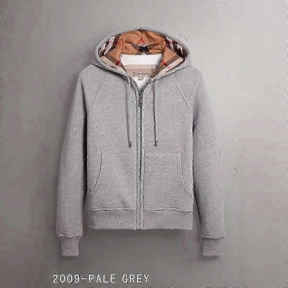 (Srebrnoszary,S)Najwyższej jakości unisex bluza z kapturem w brytyjskim stylu, zapinana na zamek błyskawiczny, z designem swetra, dla mężczyzn i kobiet