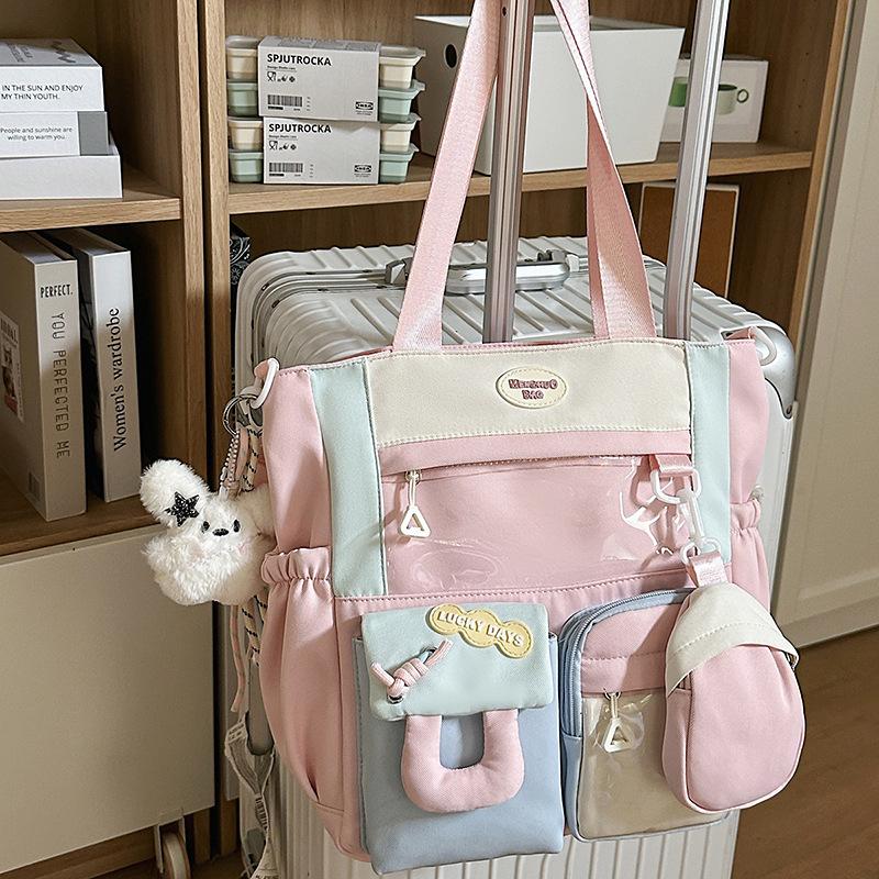 High-value messenger bag women's 2025 new cute Japanese bar pain bag large-capacity transparent junior high school shoulder bag