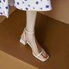 Fashion 2025 Summer High Heel Sandals Women's New Korean Edition Coarse Heel Simple Square Head Casual Women's Shoes
