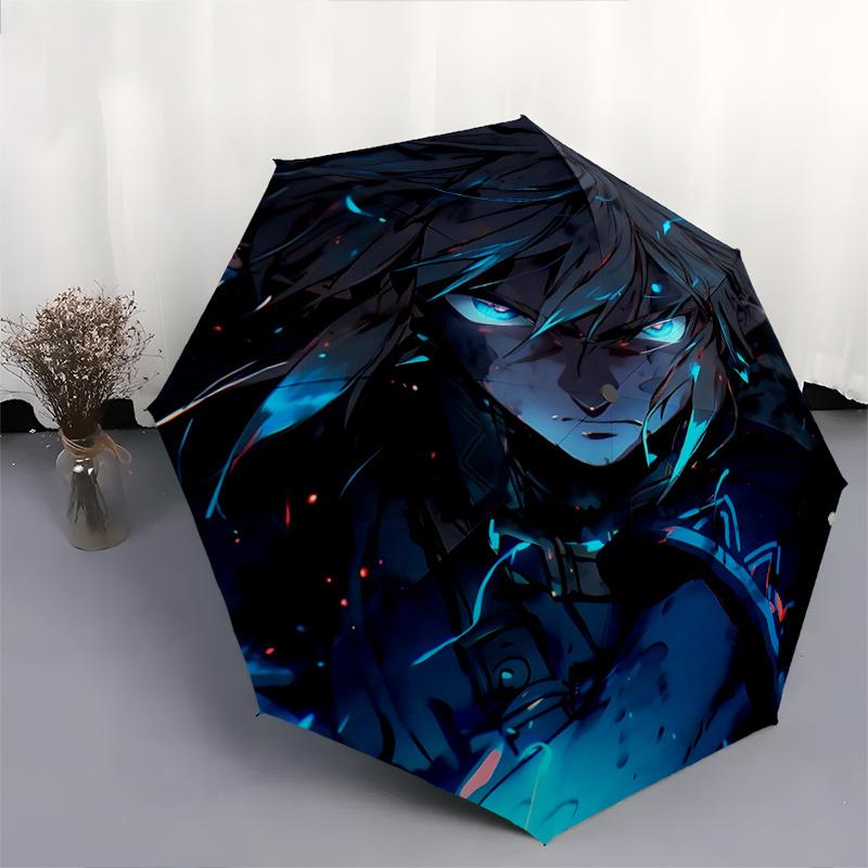 1pc Blue Eyed Warrior Automatic Opening and Closing Folding - A Good Choice for Gifts, Fashionable and Convenient Umbrella With Cute Cartoon Char