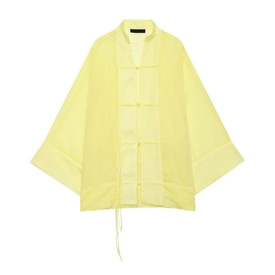 Handgemachtes Knopflochhemd Damen Hemd mit Stehkragen, Chinesische Frosch-Bluse für Frühsommer Freizeit-Outfit Herbst, Lockeres einfarbiges Langarm-Oberteil Frühjahrs-Kleidung