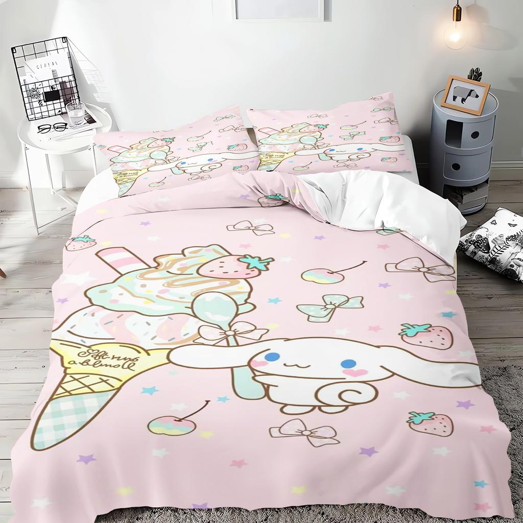 Sanrio Series Kuromi Duvet Bedding Set for Children King Size Luxury Cover 100% Polyester 3-Piece Christmas Gifts Home Decor