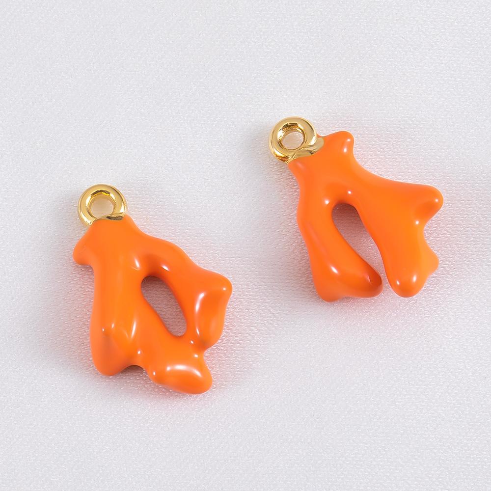 10pcs Cute Orange Enamel Sea Coral Turtle Conch Fish Starfish Charms Alloy Pendants for DIY Necklace Bracelet Jewelry Findings