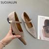 Fashion SUOJIALUN 2024 Autumn Women Flat Shoes Fashion Pointed Toe Ladies Elegant Mary Jane Shoes Soft Flat Heel Outdoor Drees Ballerina