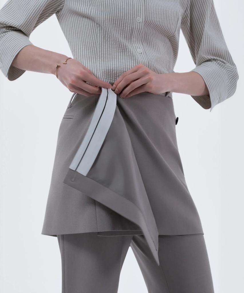 Mausolleum Emma Tailored Wrap Skirt & Pants Set - Ash Beige