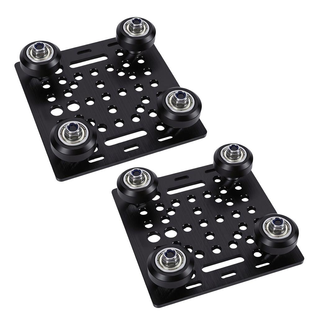 2 Stück Aluminium-Strangpressprofil-Riemenscheibe mit 4 Voll-POM-Rädern 2040 V-Nut Portalschild für CNC-Maschine 3D-Drucker