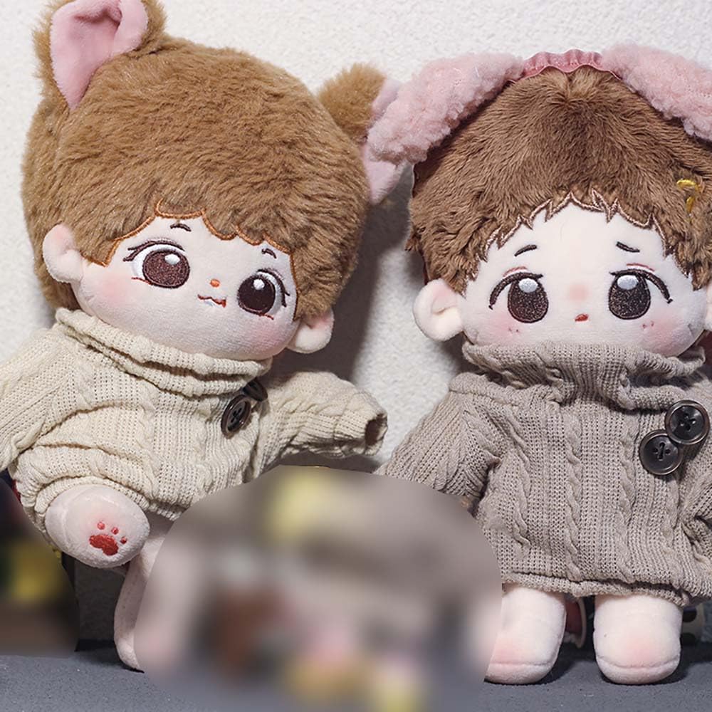 Niannyyhouse 10cm-15cm 20cm Plush Clothes, Turtleneck Sweater, Cotton Doll Clothes, Dress-Up (Light Brown, 20cm)