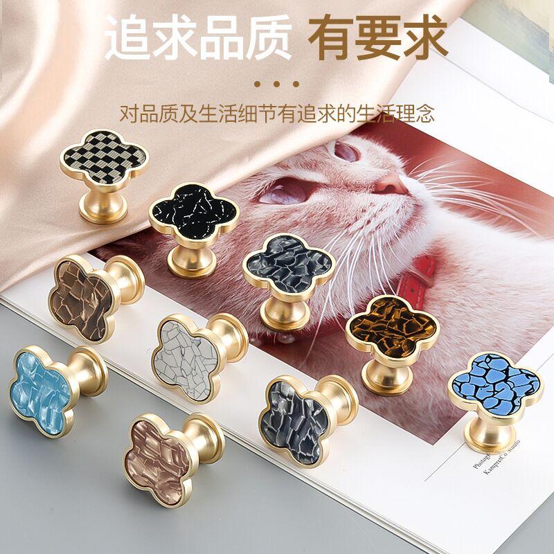 Handles Drawer Cabinet Furniture Kitchen Handles for Cabinet Knob Door Drawer Furniture Kitchen Knob Four-Leaf Clover Diamond