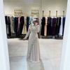 New Elegant Beaded Ribbon Floor-length Evening Dress, Luxury Formal Party Gown for Women European American Style