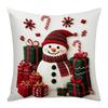 Christmas Embroidered Pillow Covers Set of 4 Santa Deer Snowman Cushion Cases Winter Holiday Sofa Decor (No Insert)