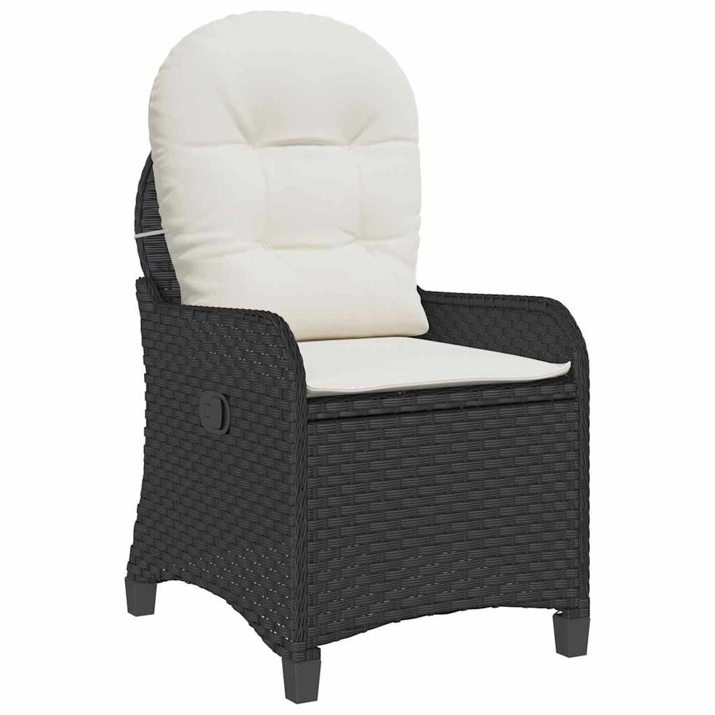 Reclining Chair with Cushion Black 56 x 66 x 95 cm Poly Rattan