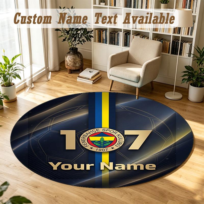 Round Rug Custom NameFenerbahçe FC Pattern Non Slip Carpet Home Floor Decor