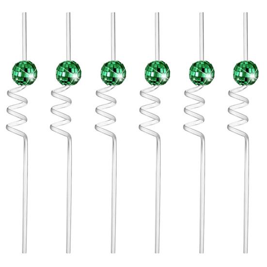 

6 шт./компл., отличное светоотражающее зеркало, прочные соломинки для вечеринок, спиральная форма, украшения для дискотеки, аксессуары для девичника зелёный