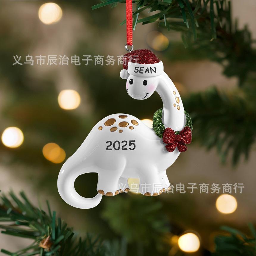 Creative resin statue christmas dinosaur pendant ornament christmas home garden christmas tree pendant
