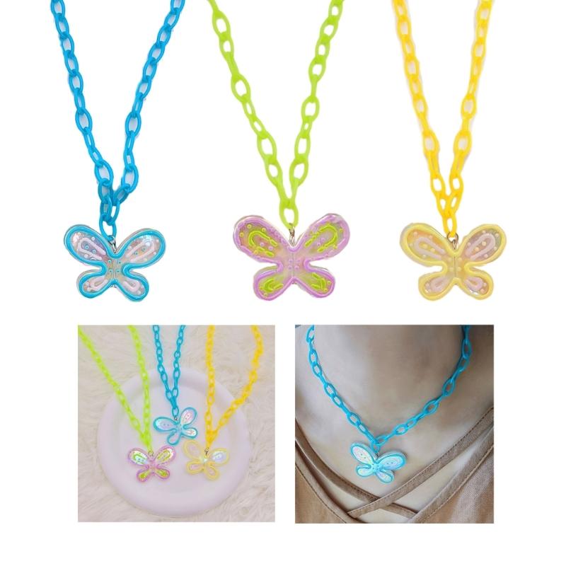 Acrylic Butterfly Pendant Choker Chain Necklace Elegant Fashion Accessories Pendant Necklace Suitable for Any Occasion