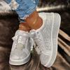 Large Size Gypsy Rhinestone Casual Women's Shoes Spring New Lace-up Board Shoes Platform Fashion White Shoes