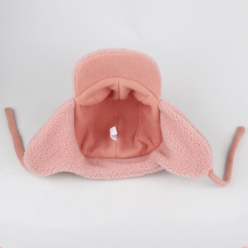 Children's boys and girls winter warm face protection fleece thickened cold lamb fleece ear protection cap