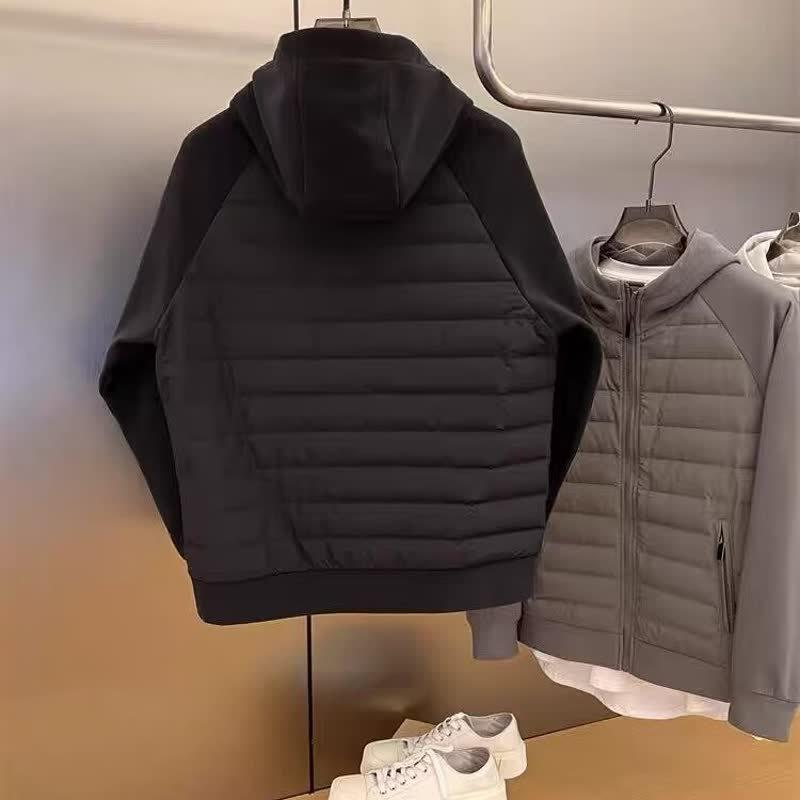 Men's 2025 Autumn/Winter Patchwork Hooded Warm Jacket - Casual and Versatile Outdoor Cardigan