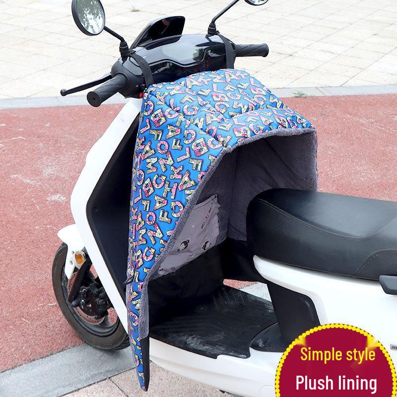 Electric Motorcycle Winter Windshield Cover - Extra Large, Fleece-Lined, Waterproof PU Leather