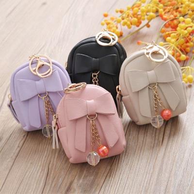 Creative Design Portable Bow Tie Pendant Coin Purse Zipper Wallet Earphone Card Key Chain Storage Ba