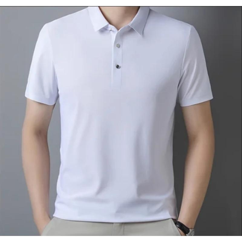 

Summer New Men Short Sleeve Ice POLO Shirt Fashion Simple Men s Business Casual Pullover Large Size 3XL білий
