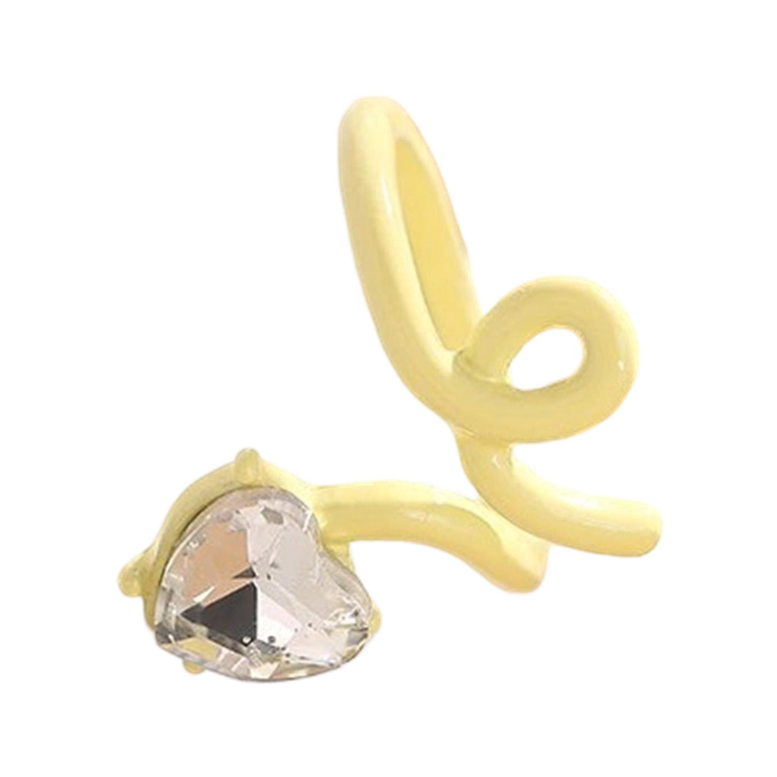 

Simple Rings Adjustable Fashion Heart Opening Rings Alloy Texture Fashion Rings Suitable for Matching Fashion Look жовтий