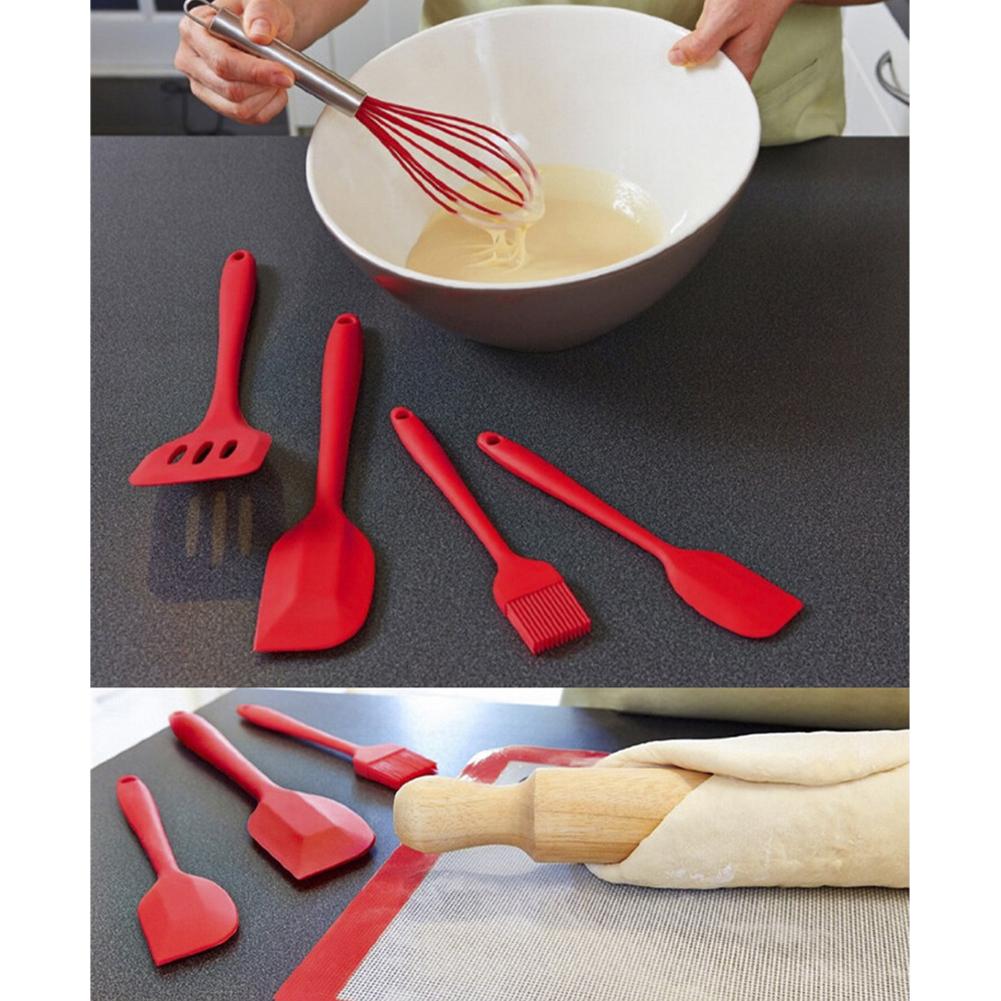 Kolip 5pcs Silicone Kitchen Utensils Set With Scraper Spatula Egg Beater Heat Resistant Non-stick Baking Tools