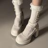 Platform Thick Heel Women Mary Jane Shoes Fashion Cross Buckle Pumps 2026 New Spring Ladies Elegant Wedding Party Shoes