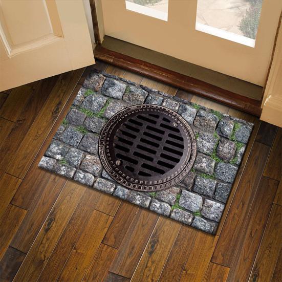 3D Optical Illusion Rug Realistic Visual Trap Doormat Endless Abyss Entrance Rug Non-Slip Floor Mat for Bedroom Bathroom Living Room