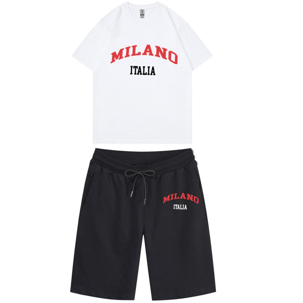 Unisex Jogging Set With Short Sleeved Shorts  Two-piece Set