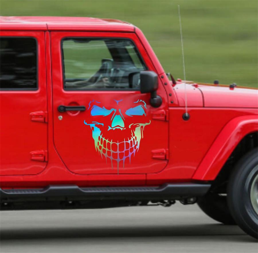 Car Body Hood Door Sticker Laser Skull Graphics Decal Truck SUV Pickup Universal