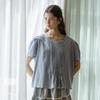 Peulaudeumali Pm_Round Neck Pleats Top_Blue