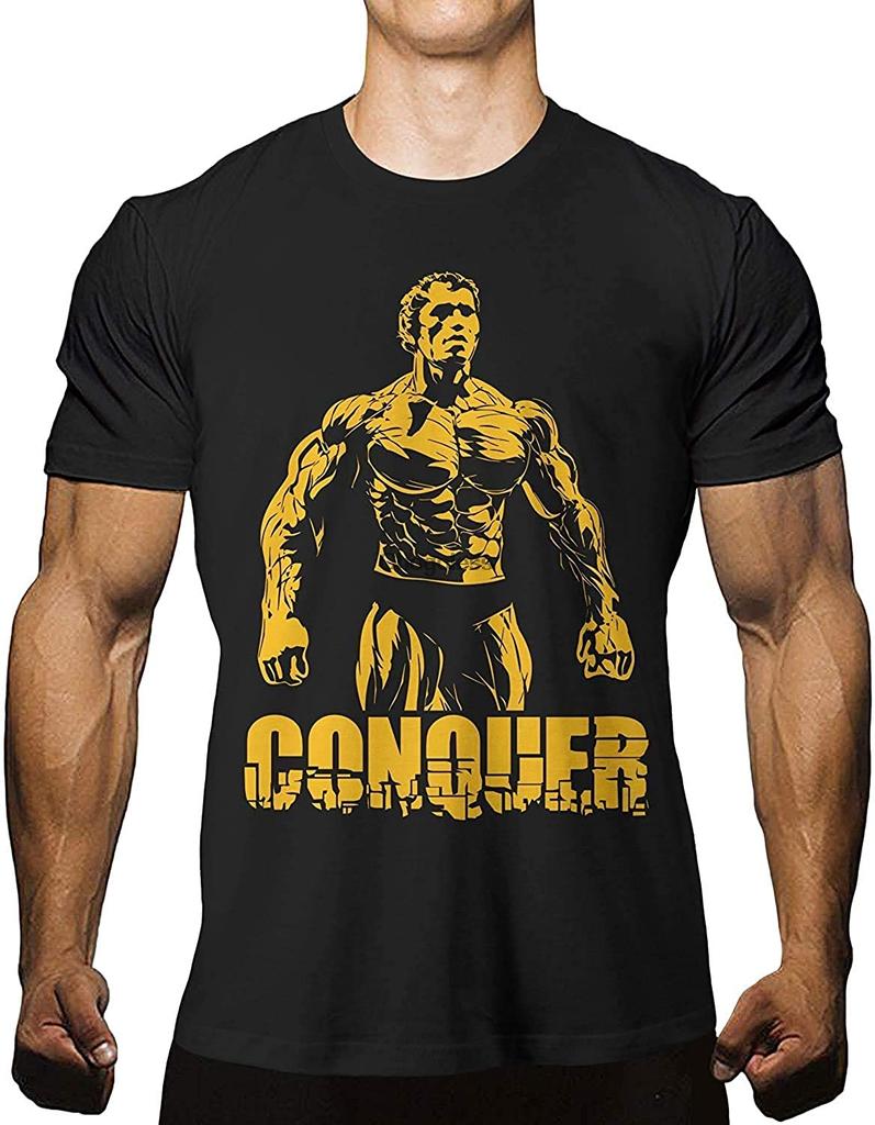 Casualowa Uliczna Zabawna Modna Koszulka Conquer Koszulka Arnold St Schwarzenegger Koszulka Kulturystyka Trening Mięśnie