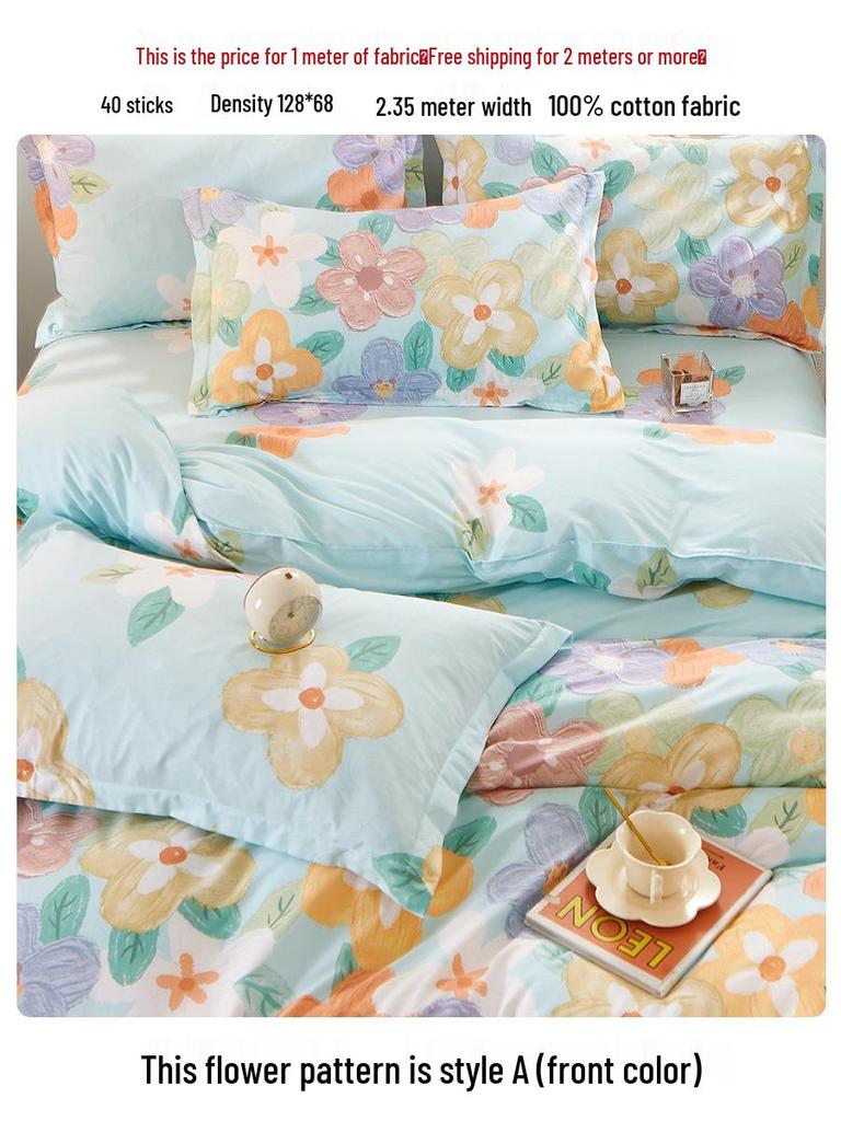 Pure Cotton Twill Fabric for Bed Sheets & Duvet Covers - 2.35m Wide, Summer Clearance Sale