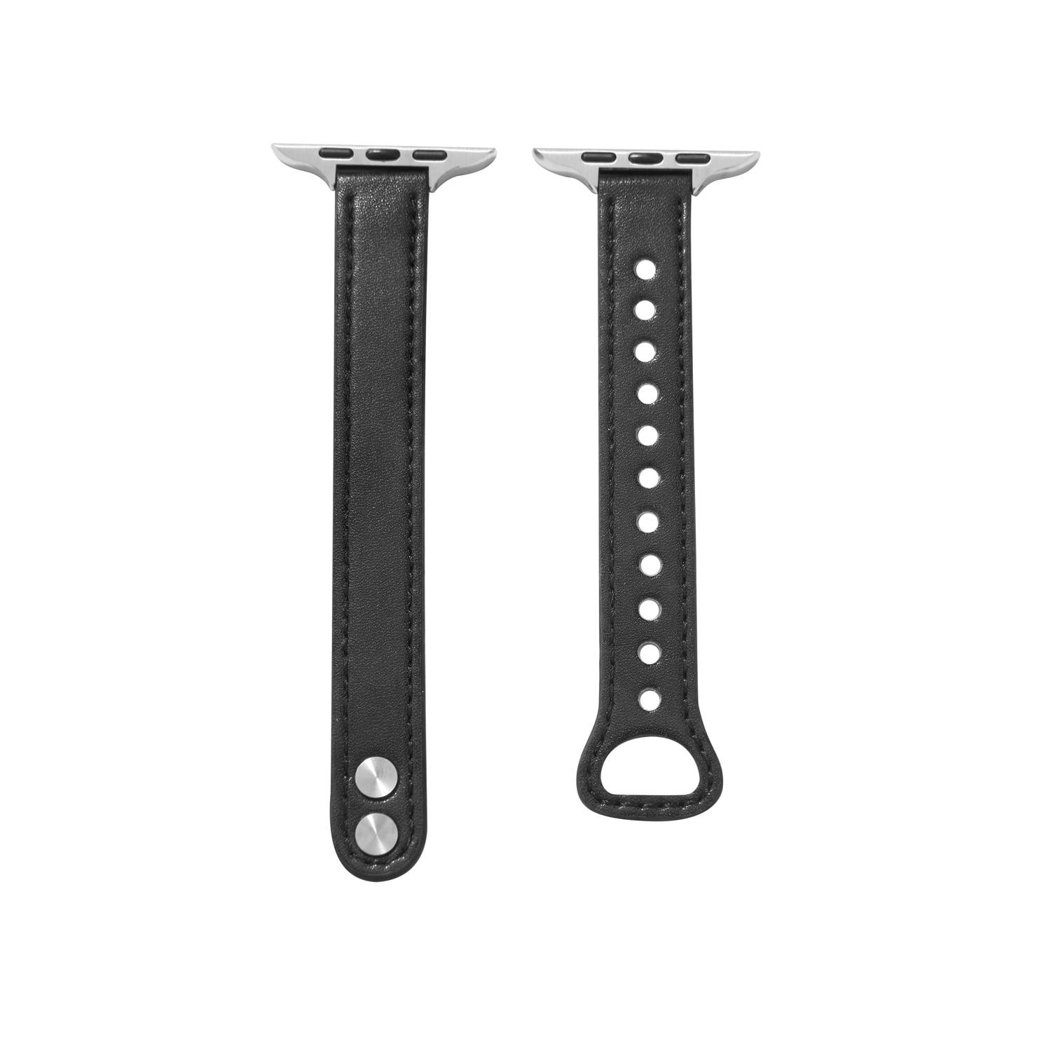

Ремешок для умных часов для Apple Watch, ремешок 40 мм, 44 мм, 38 мм, 42 мм для серии iwatch SE 654321, женский кожаный ремешок для часов, сменный браслет 38mm or 40mm or 41mm чёрный