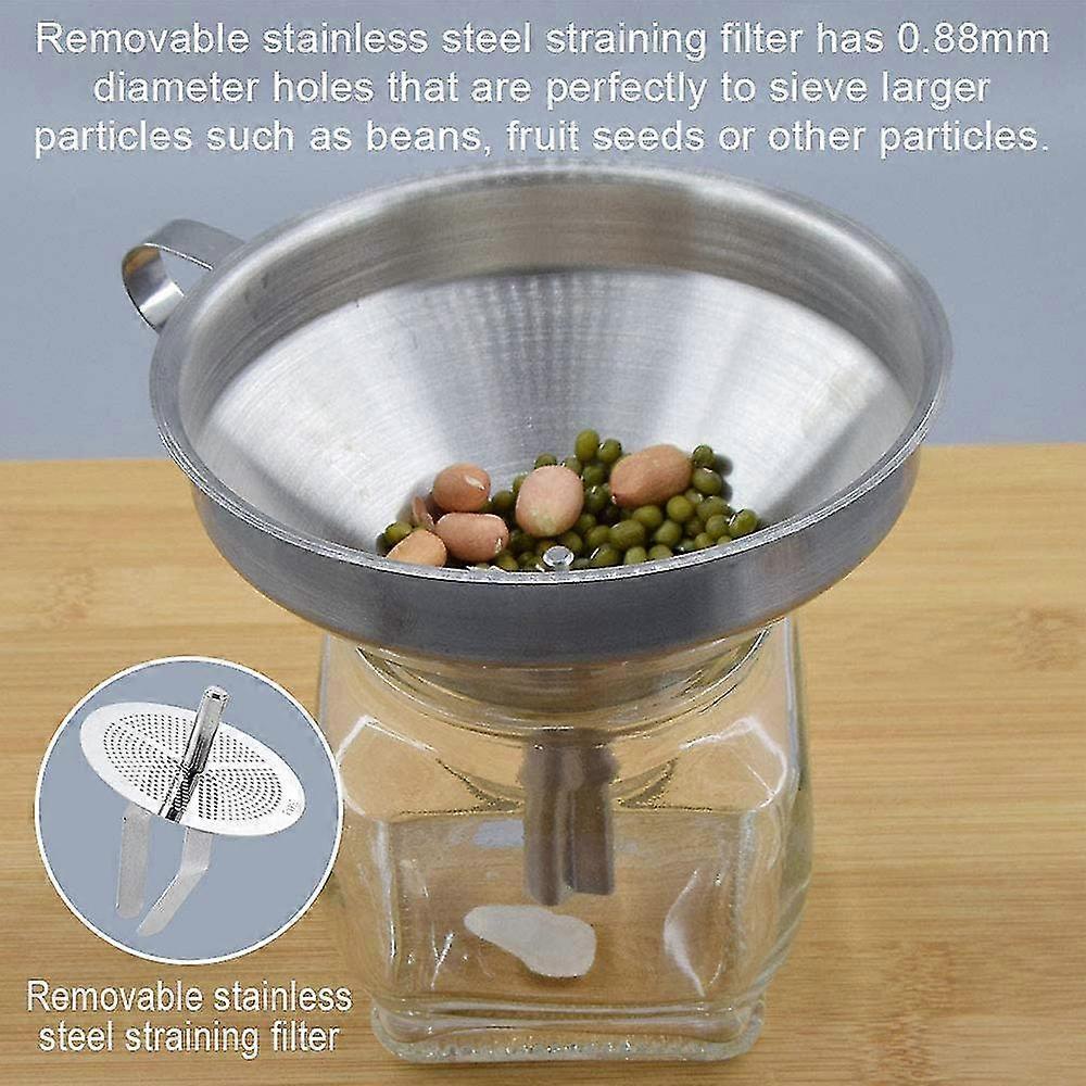Stainless Steel Funnels With 300 Mesh Food Filter Strainer Funnel Set
