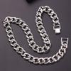[Rockyu] Men's Necklace with Zirconia, Cuban Chain, Silver, Gold (18K), CZ Diamond, 14mm Wide, Thick, Cool, Hip Hop, Street Style Jewelry (50, Silver)