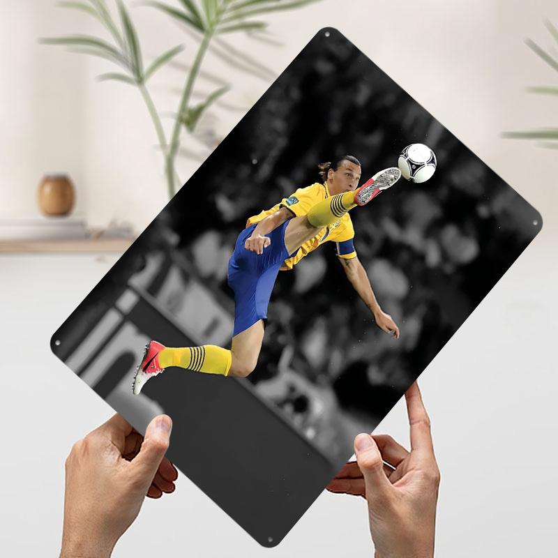 Messi Soccer Ronaldo Printed Poster Customized Wall Art Retro Vintage Metal Tin Signs for Home Bedroom Decoration Room Man Cave 7.9x11.8In(20x30cm)