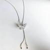 Silver Long Tassel Butterfly Necklace Women Can Pull Adjustment Spice Girl Collarbone Chain Niche High-End Light Luxury Accessories