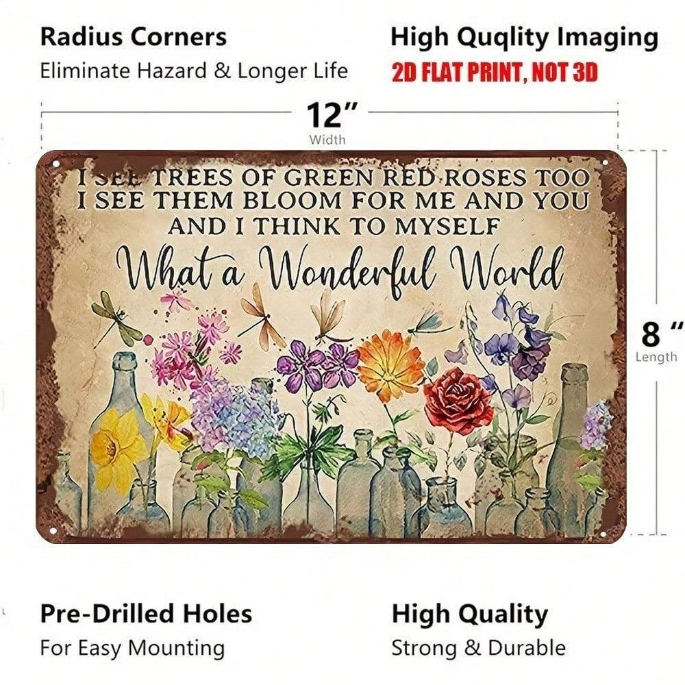 Metal Wall Art Poster Flowers Garden Louis Armstrong for Living Room