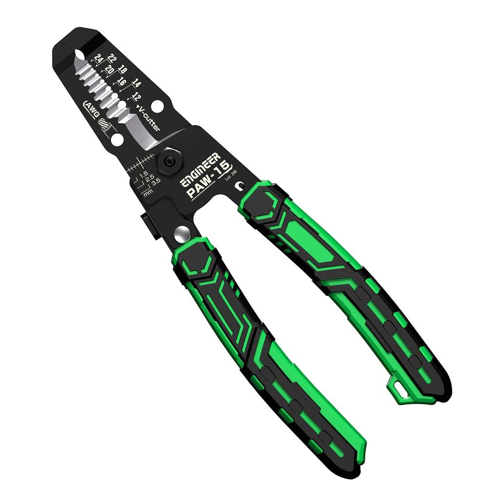 Engineer Precision Wire Stripper Compatible Overall ST, Sizes AWG24-12, Length 161mm, PAW-15