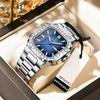 POEDAGAR Top Brand Luxury Watch for Men Waterproof Luminous Date Week Wristwatch Stainless Steel Square Quartz Watches