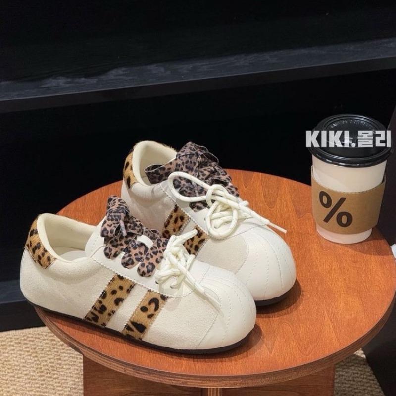 Ugly and Cute Leopard Print Women's Tide Early Autumn New Retro Color Matching Niche Inner Height Increase Casual Shoes Women