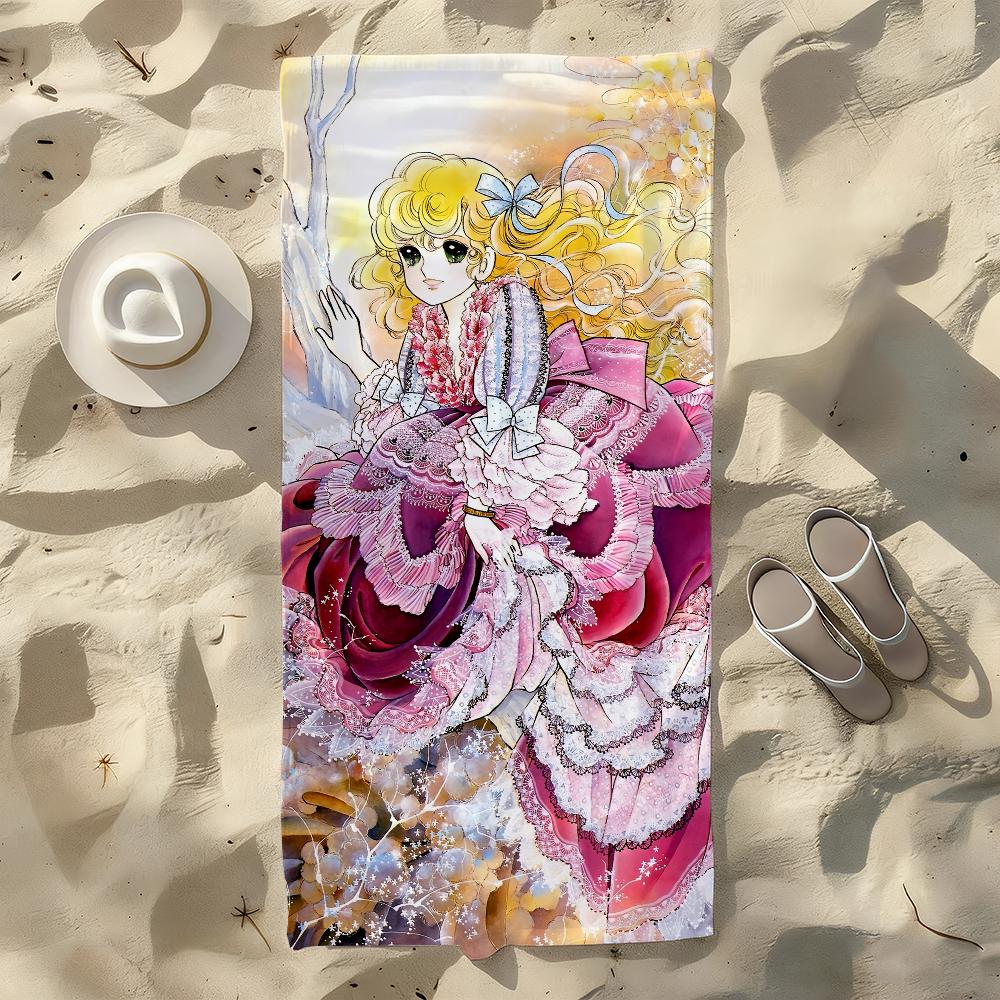 

Cartoon Candy Candy Sweet Girl Towel For Swim Yoga Gym Quick Drying Soft and skin-friendly Beach Towels All-Season W30*H60(CM)
