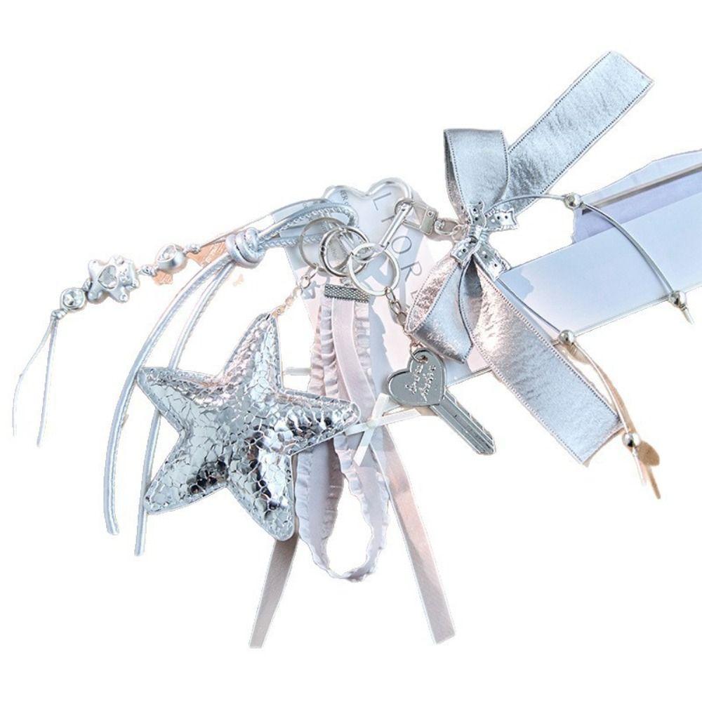 Bag Charm Braided Rope Bag Pendant Korean Bow Tassel Keyring Star Keychain Friends Birthday Gifts