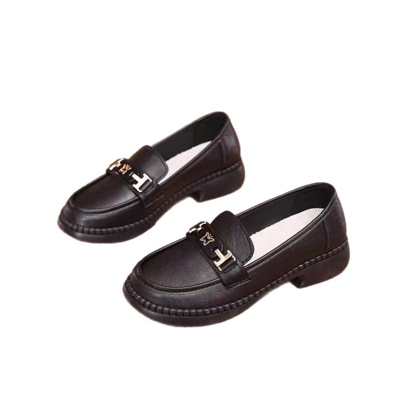 Real soft leather soft sole black small leather shoes women's spring new flat sole shoes comfortable versatile breathable casual shoes