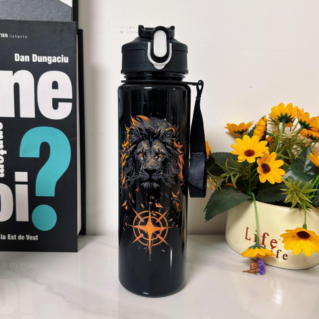 Cute Lion Tiger Cow Pattern 750ml Water Cup Portable for School Gym Camping Gift for Friends Family