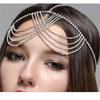 Cross-Border Hot Selling Multi-Layer Rhinestone Tassel Cross Head Chain Bohemian Fashion Bridal Crystal Forehead Lace Hair